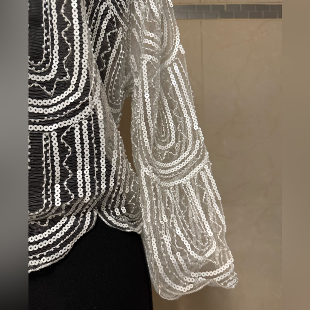 Sequined White Jacket - Picture 3 of 4